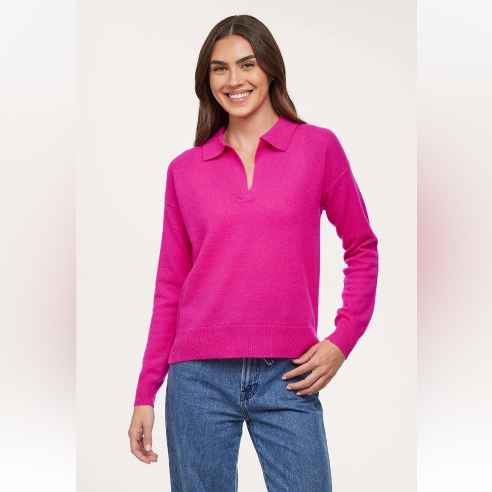 Filoro cashmere polo hot pink sweater